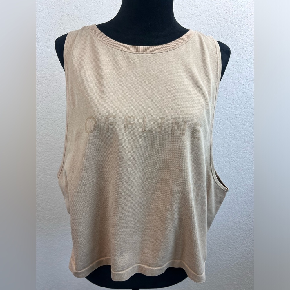 Offline by Aerie Seamless Logo Neutral Muscle Tank Top Size XL